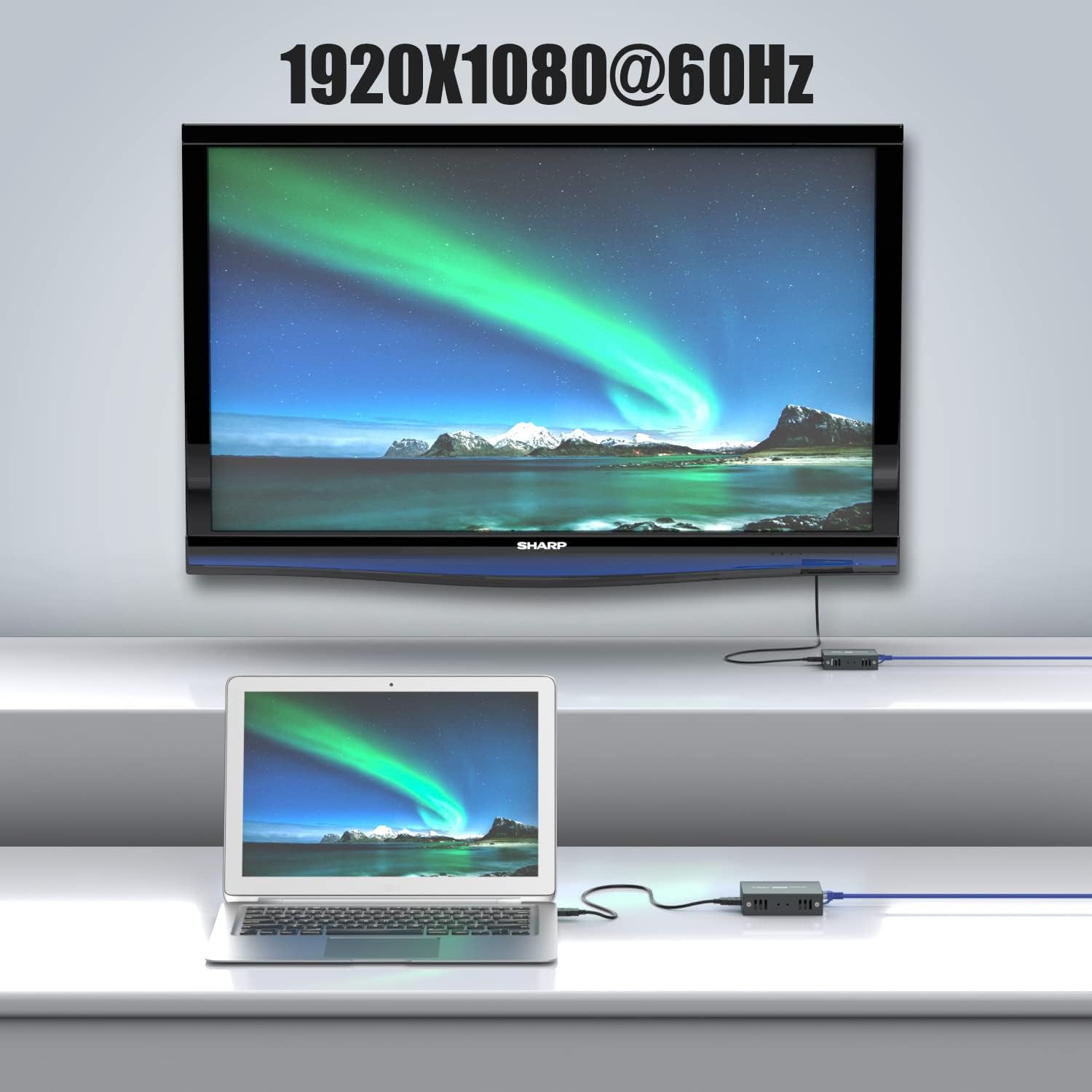 PWAY HDMI KVM USB Extender Over Ethernet Cat5e/6 1080P HD Video Source Controlled by Keyboard Mouse