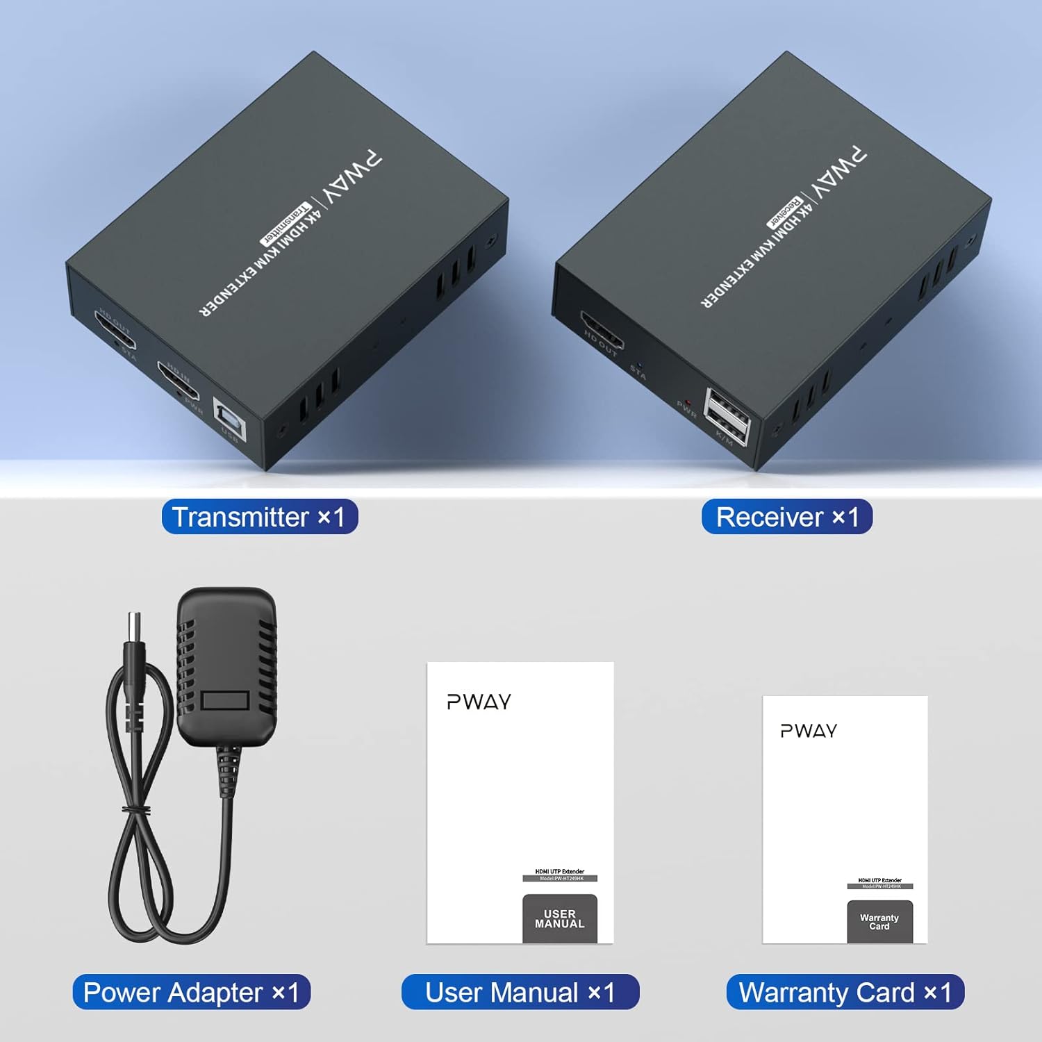 4K HDMI KVM USB Extender, 60m HDMI Over Ethernet Cat5e Cat6, Transmit 4K@60Hz Video Zero Latency