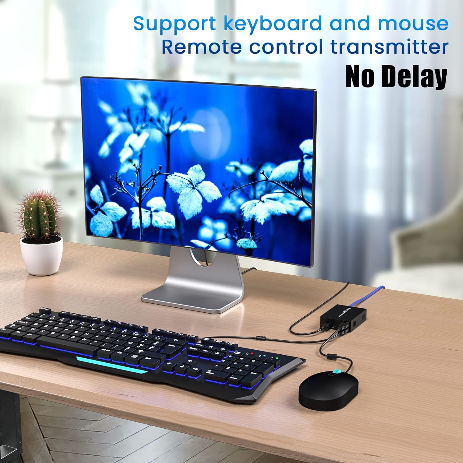 4K HDMI KVM USB Extender, 60m HDMI Over Ethernet Cat5e Cat6, Transmit 4K@60Hz Video Zero Latency