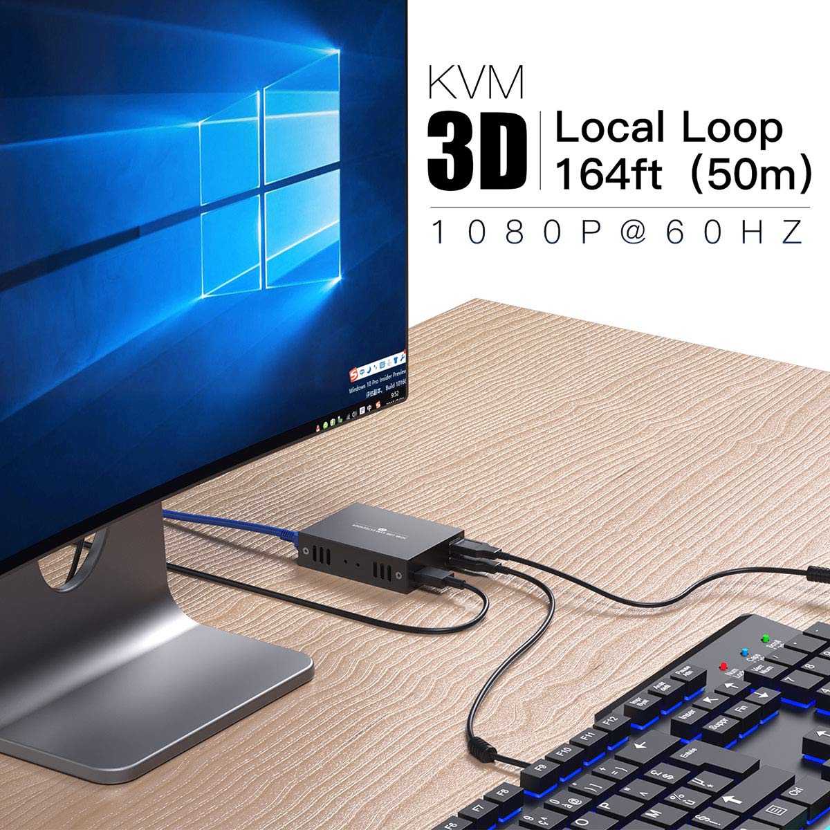 HDMI KVM USB Extender for Mouse and Keyboard Control of Remote Signals