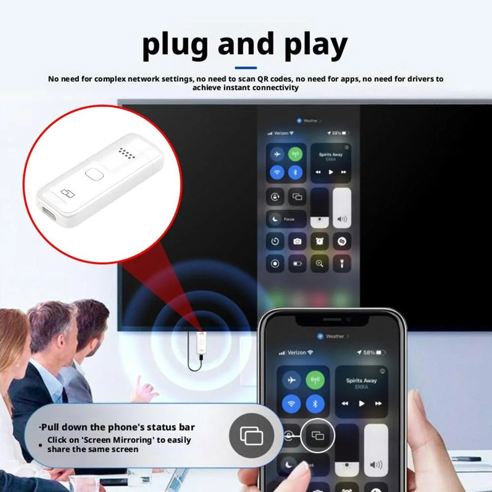 Portable HDMI Display Dongle Adapter, Wireless Screen Projector for Laptop, Supports Android, iOS, Mac, Windows